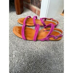 UGG® mytis pink Strappy Flat Suede Ankle Strap flat sandals 9